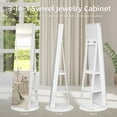 thumbnail image 2 of Rotating Jewelry Armoire with Full Length Mirror Large Capacity Jewelry Organizer, Lockable Floor Standing Mirror with Back Storage Shelves for Bedroom, Cloakroom (White), 2 of 9