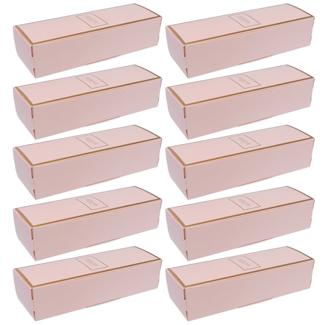 20pcs Rectangular Biscuit Boxes Paper Cookie Container Baking Packaging Box Party Supplies (Pink with Golden Edge)