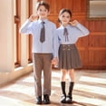 thumbnail image 3 of Girls' School Uniform Outfit 3 Piece Set with Long Sleeve Button Down Shirt and Pleated Skirt,3-18 Years, 3 of 5
