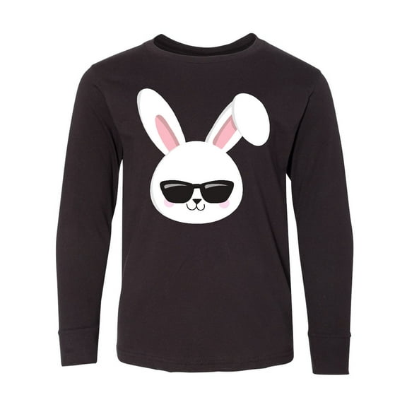 Inktastic Cute Bunny, White Bunny, Bunny with Sunglasses Long Sleeve Youth T-Shirt