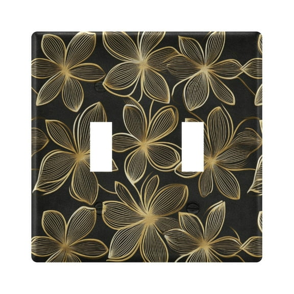Yayeee Toggle Light Switch Wall Plate 2-Gang 4.56"x4.48" Decorative Outlet Cover, Golden Elegance