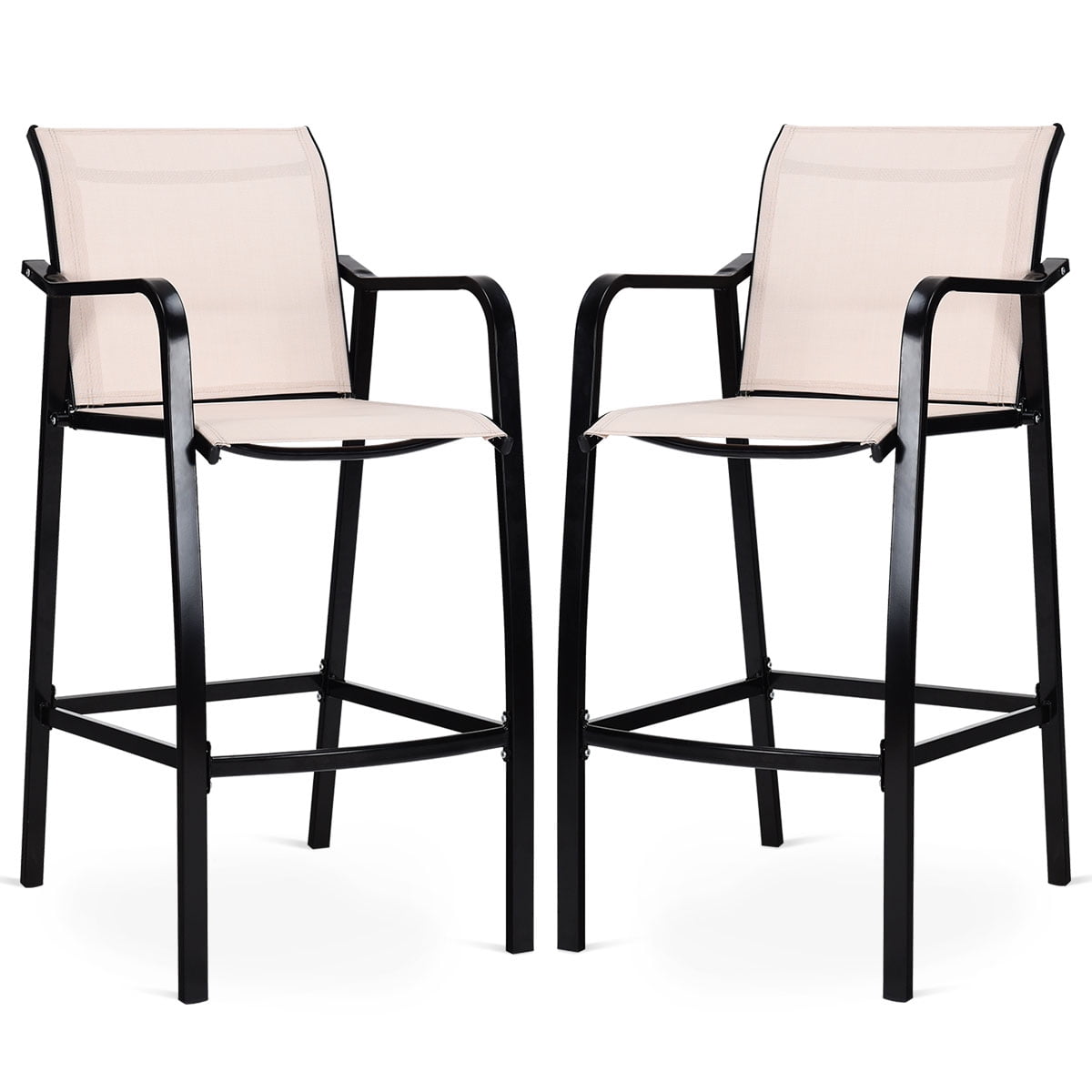 Costway 2 PCS Counter Height Stool Patio Chair Steel Frame Leisure Dining Bar Chair
