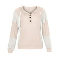 thumbnail image 4 of Fesfesfes Women Hooded Casual Long Sleeve Hoodie Patchwork Ladies Tops Sweatshirts Sale or Clearance, 4 of 5
