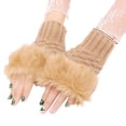 thumbnail image 2 of Zhaomeidaxi 1 Pair Half Finger Gloves Winter Stretchy Knit Fingerless Typing Gloves, 2 of 8