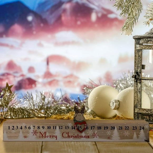 XWSHYW Christmas Wooden Countdown Christmas Advent Mantel and Shelf Decor Home Countdown Christmas Ornament Summer Savings Clearance
