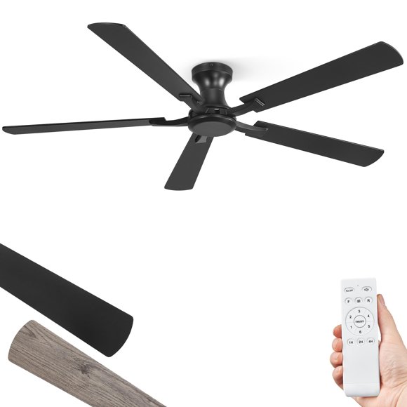Ventilador de techo ZMISHIBO de 152 cm, montaje al ras, control remoto, motor de CC