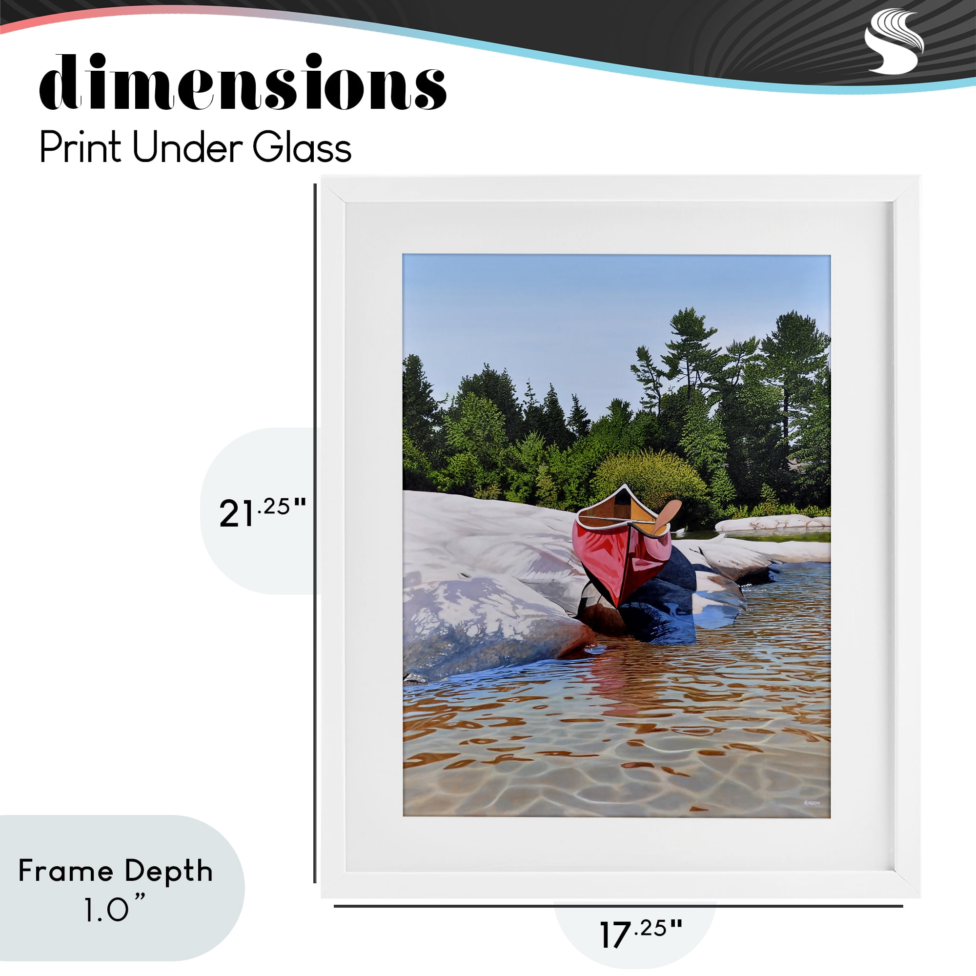 Stupell Industries Canoe at Water's Edge White Framed Print Under Glass, design by Kenneth M Kirsch