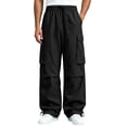 thumbnail image 2 of Men's Baggy Wide Leg Cargo Pants for Hiking Work Travel, Parachute Pants Elastic Waistband Quick Dry Lightweight Capming Pants with Large Flap Pockets, 2 of 9