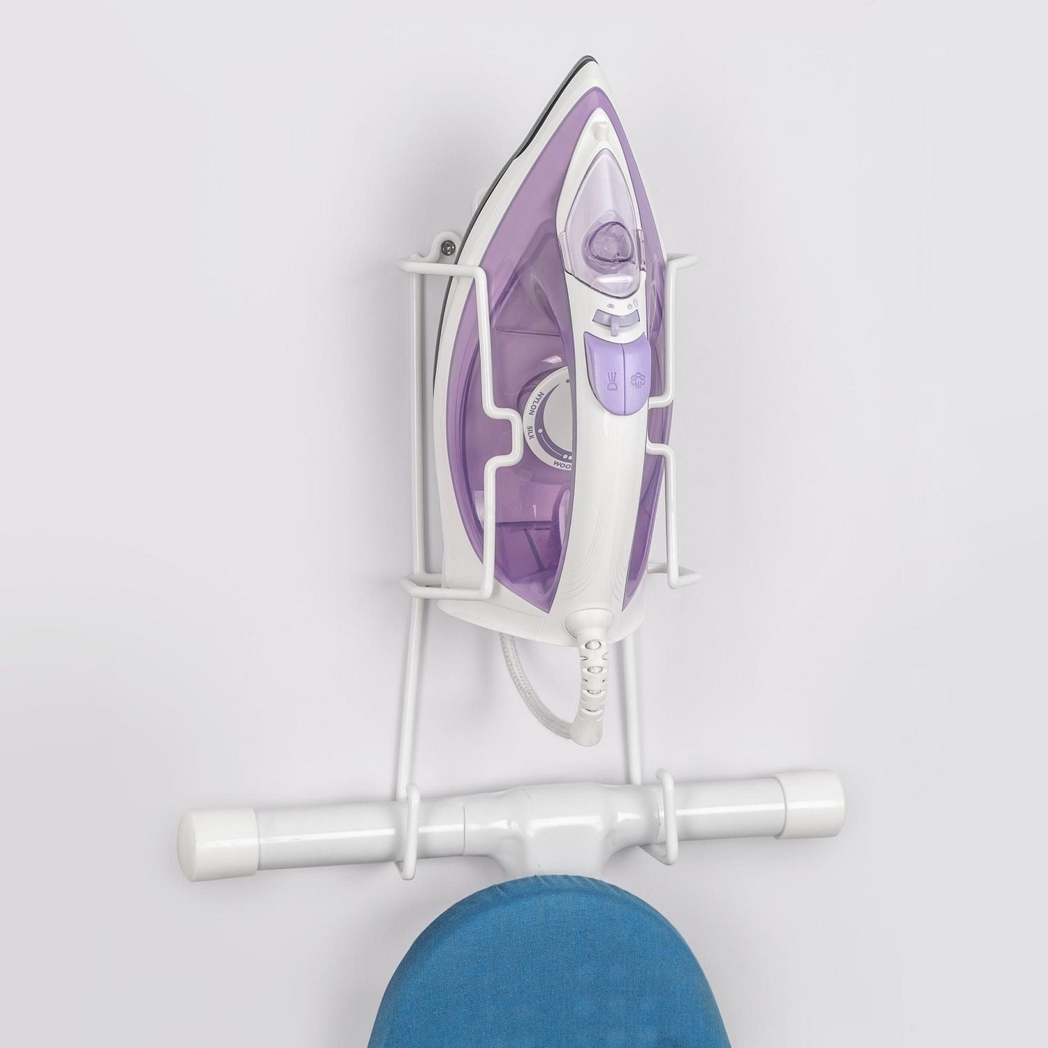 Mainstays Hanging Door Ironing Board and Iron Rack, Suitable for Storing T-leg and Four-leg Ironing Boards, Wall Mount