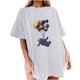 thumbnail image 4 of Moda Mujer Damas Cayó Hombro Mangas Impresión suelta Manga corta Top Pullover Tops Pompotops hfajkhk141522, 4 of 9