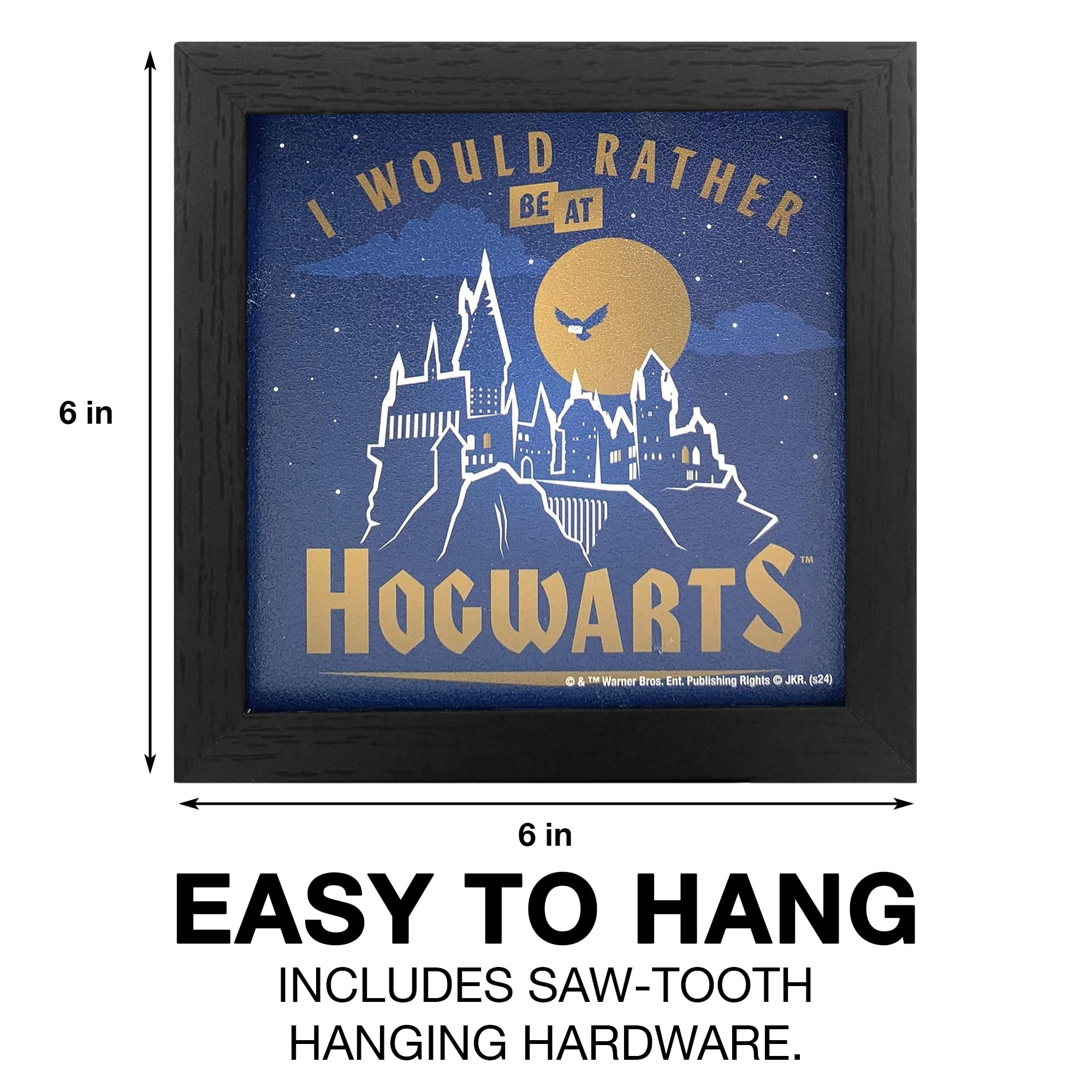 (2 pack) Silver Buffalo Harry Potter Rather Be at Hogwarts Gel Coat 6" x 6" Framed MDF Modern Wall Art