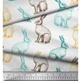 thumbnail image 3 of Soimoi White Cotton Voile Fabric Rabbit Animal Printed Fabric 1 Yard 56 Inch Wide, 3 of 3