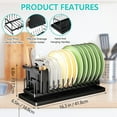 thumbnail image 4 of 9 Pack Dish Drying Rack Set with Drain Board, Dish Rack Over the Sink with Utensil Holder, Plate Storage Rack for Kitchen Counter,Black (16.3×6.5×6.8in), 4 of 7