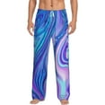 thumbnail image 2 of Picia Swirl Blue And Purple Mens Soft Woven Cotton Elastic Waistband Sleep Pajama Pant Lounge Sleep Pant With Pockets And Drawstring-Small, 2 of 9