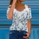 thumbnail image 2 of Blusa superior sexy de manga corta con retazos de encaje con cuello en V de verano para mujer OAVQHLG3B Store  lin121212, 2 of 4