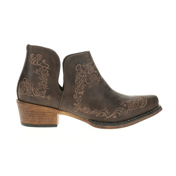 Roper Womens Ava Scroll Embroidered Snip Toe Cowboy  Ankle Boots