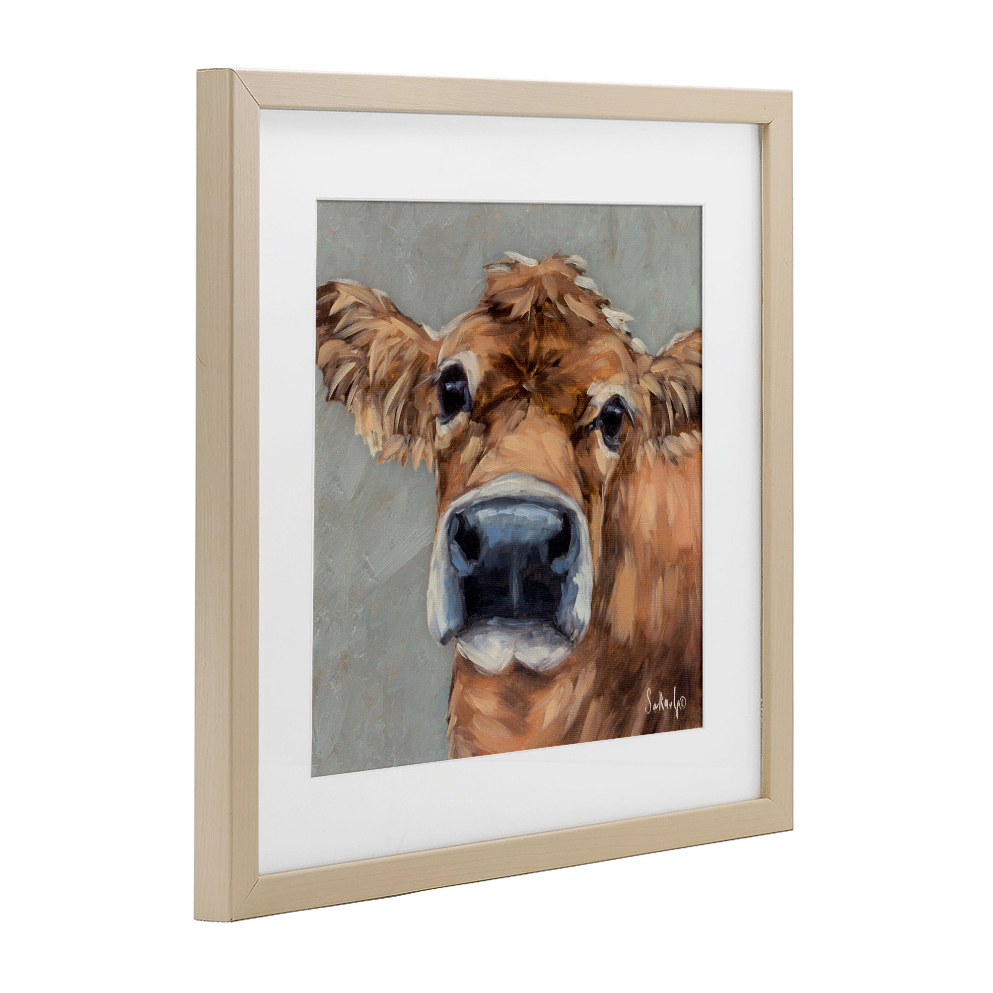 Stupell Industries Freckles The Cow Portrait Birch Framed Print Under Glass, design by Sara G. Designs