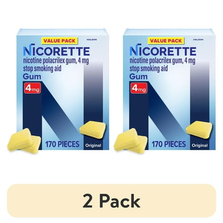 (2 pack) Nicorette Nicotine Gum, Stop Smoking Aids, 4 Mg, Original, 170 Count
