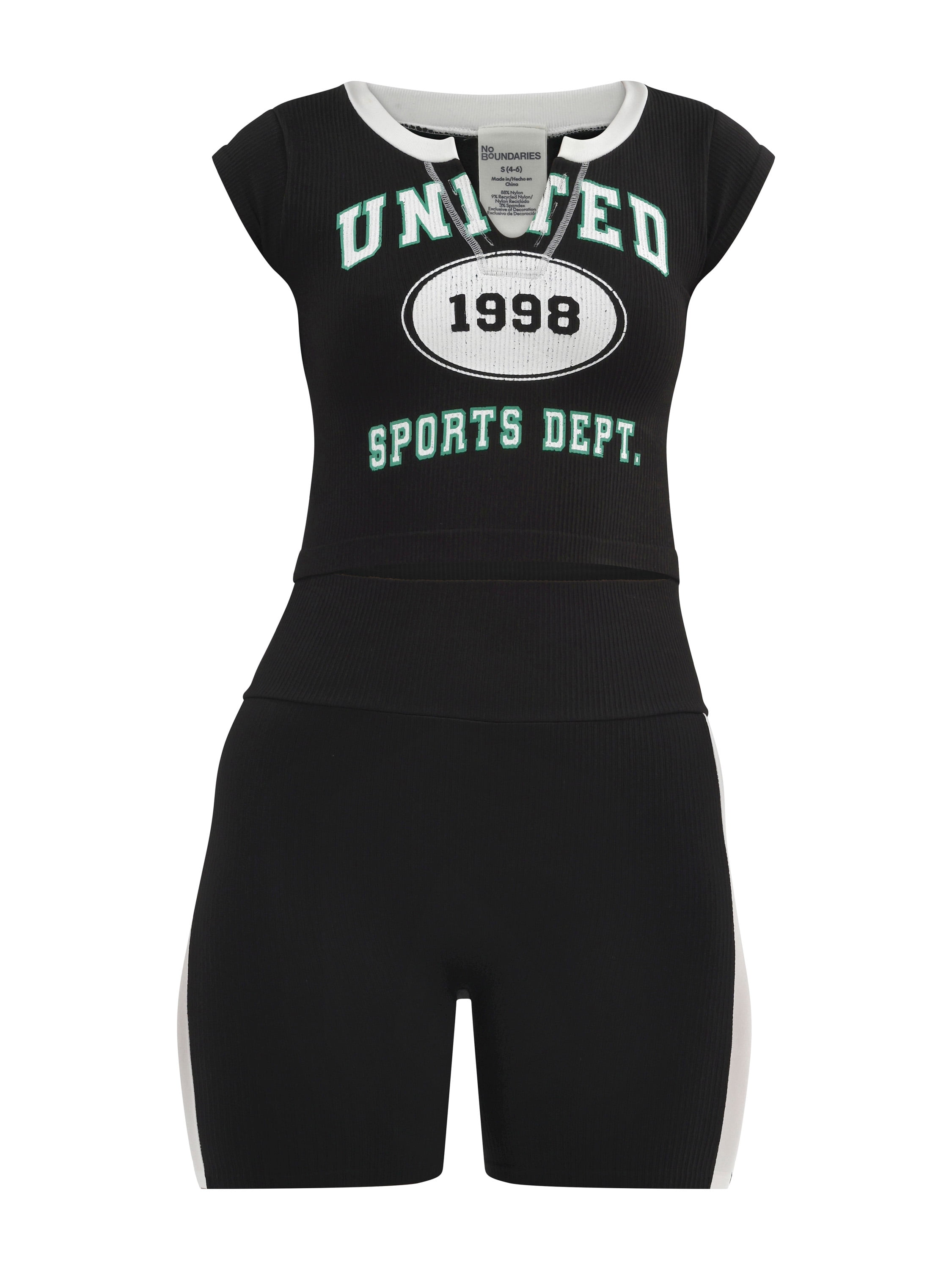 No Boundaries Seamless Crop Top and High-Rise Biker Shorts Graphic Set, 2-Piece, Women's