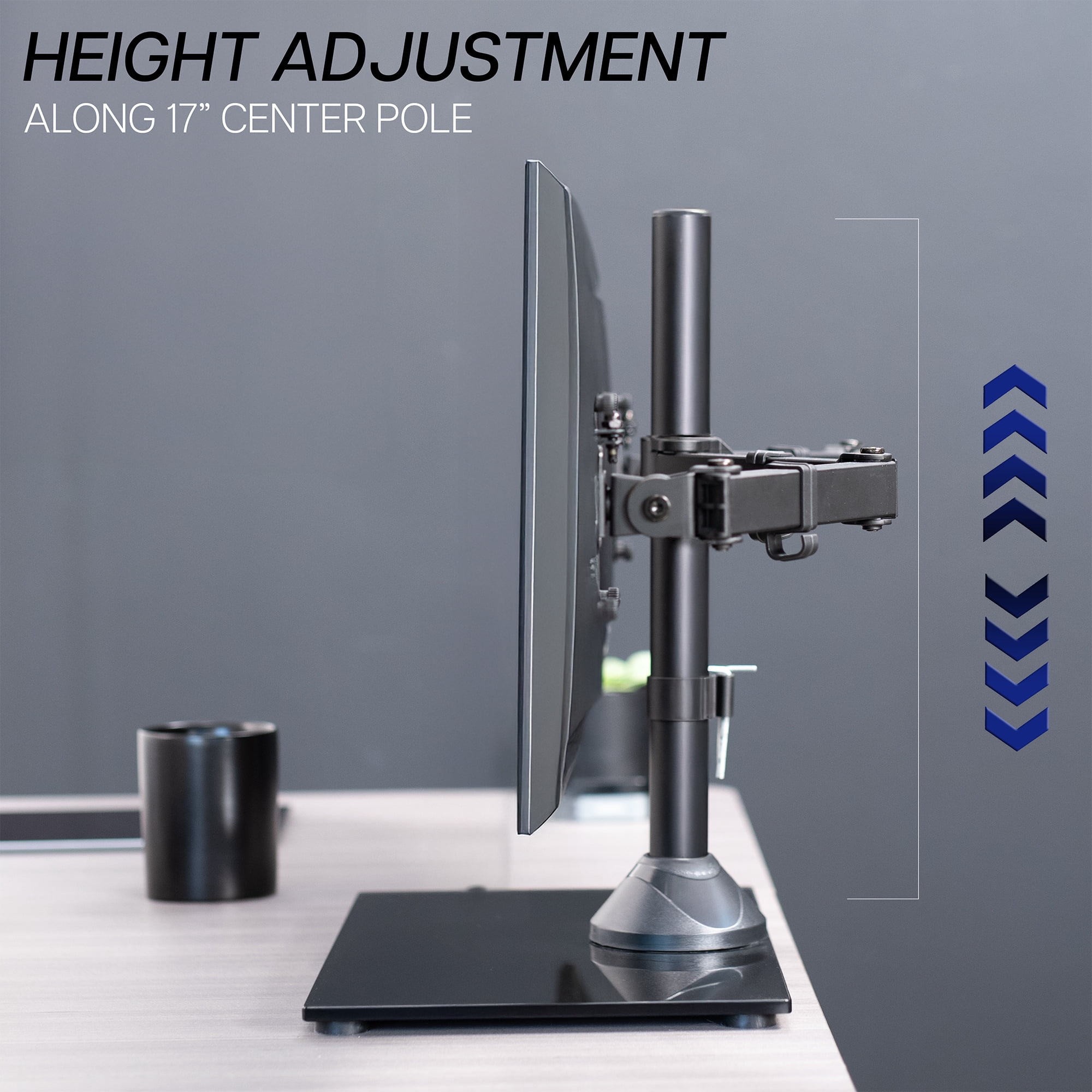 VIVO Dual Monitor Mount w/ Glass Base Stand for 2 Computer Screens up to 32"