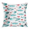 thumbnail image 1 of BSDHOME Blue Fish Watercolor Pattern Funny Fishes All Object Each One is Separately Sea Pillowcase Cushion Cases 18x18 inch, 1 of 1