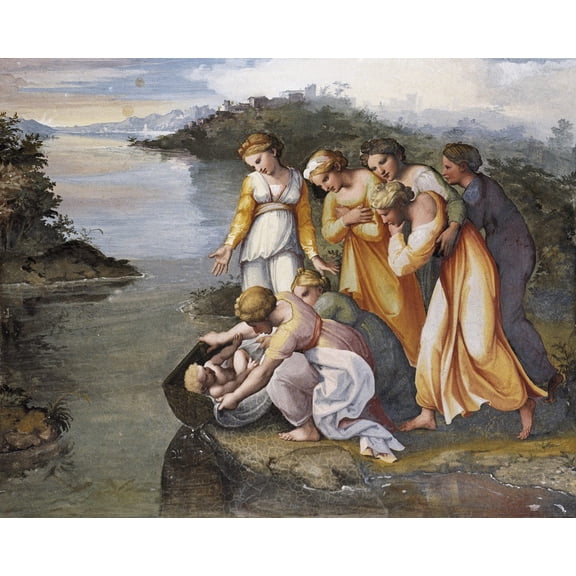 Catholic print picture - MOSES RESCUED FROM RIVER VA - 8" x 10" ready to be framed