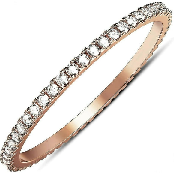 (Rosegold-8)2-Pack 14K Gold Plated Stacking Rings for Oura Gen 4/Oura Gen 3, Cubic Zirconia Simulated Diamond Oura Ring Stack for Women