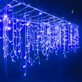 thumbnail image 3 of Cadena de luces navideñas, luces de carámbanos, cascada, decoración exterior, luces festivas románticas, luces de ambiente, 3 of 5