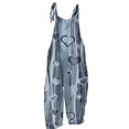 thumbnail image 4 of Floral Boho Cotton Linen Summer Overalls for Women 2025 Hippie Jumpsuit Print Spaghetti Strap Rompers Gray S, 4 of 4