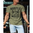 thumbnail image 3 of Gymish Hustle to Gain More Muscle T-Shirt – Motivational Gym Shirt for Men, Funny Lifting Workout Tee, Military Green, Small, 3 of 6