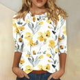 thumbnail image 2 of CYMMPU Spring Tops Crew Neck Fall Fashion Shirts Tunic Tops Loose Fit Floral Printed Blouses for Women Dressy Casual 3/4 Sleeve Lightweight Basic T-Shirts Multicolor XXXXL, 2 of 5