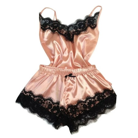 

EchfiProm 2023 Y2K Great Chili 2PC Lingerie Women Sexy Nightdress Nightgown Sleepwear Underwear Set Casual Shorts