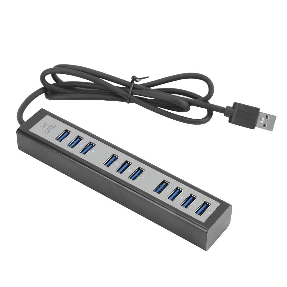 Kritne 10 Port USB Hub,DC5V 10 Port USB Hub USB3.0 Splitter Adapter