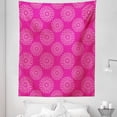 thumbnail image 1 of Hot Pink Tapestry, Geometrical Abstract Flower Motifs Garden Meadow Inspired Feminine Girls Design, Fabric Wall Hanging Decor for Bedroom Living Room Dorm, 5 Sizes, Pink Hot Pink, by Ambesonne, 1 of 1