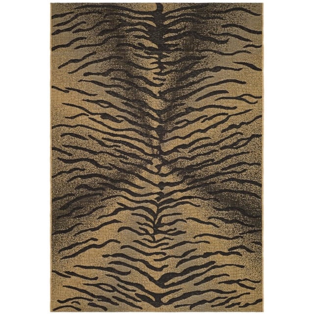 Safavieh Courtyard 2' X 3'7" Power Loomed Rug in Black and Natural