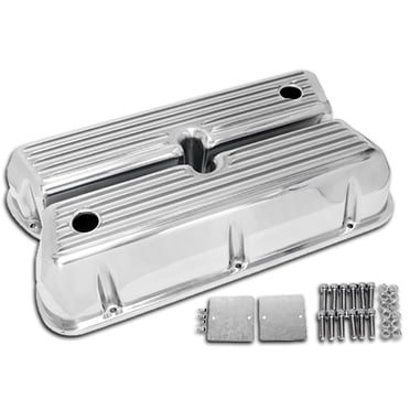 AMORACING Polished Aluminum Tall Finned Valve Covers For SBF 289 302 351W 5.0L