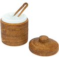 thumbnail image 3 of La Jolla Rattan Ice Bucket with Ice Tongs, Honey Brown, 3 of 4