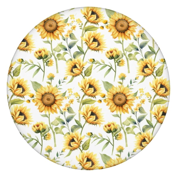 Vintage Yellow Round Elastic Tablecloth Waterproof Wrinkle-Free Outdoor Dining