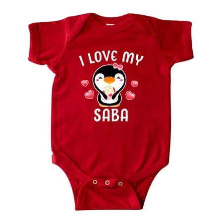 

Inktastic I Love My Saba with Cute Penguin and Hearts Gift Baby Girl Bodysuit