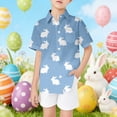 thumbnail image 2 of LRen Easter Bunny Print Boys Short Sleeve Button Down Shirt With Stand Collar Easter Egg Graphic Print Boys Kids Toddler Tees Clothes Summer Tops, 2 of 5