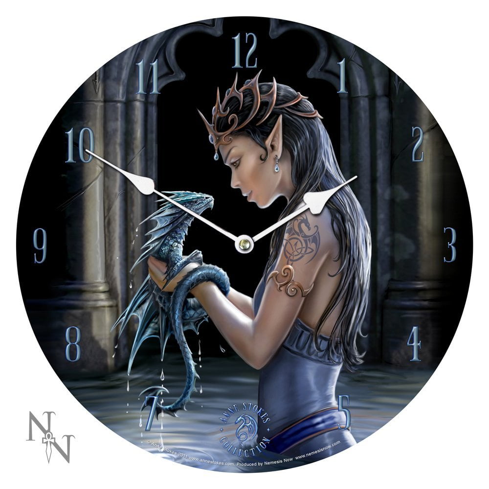 NEW AGE OF DRAGONS CLOCK ANNE STOKES ART WALL CLOCK DRAGON WORLD SPECIES 34CM 