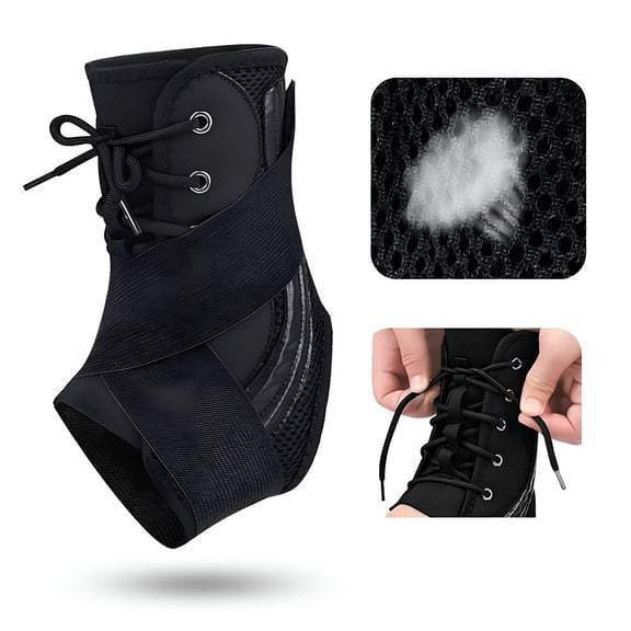 BESTSKY 2026 New Adjustable Ankle Support Ankle Brace Stabilizer Lace Up Compression Injury Recovery Sprain Ankle Wrap (L)