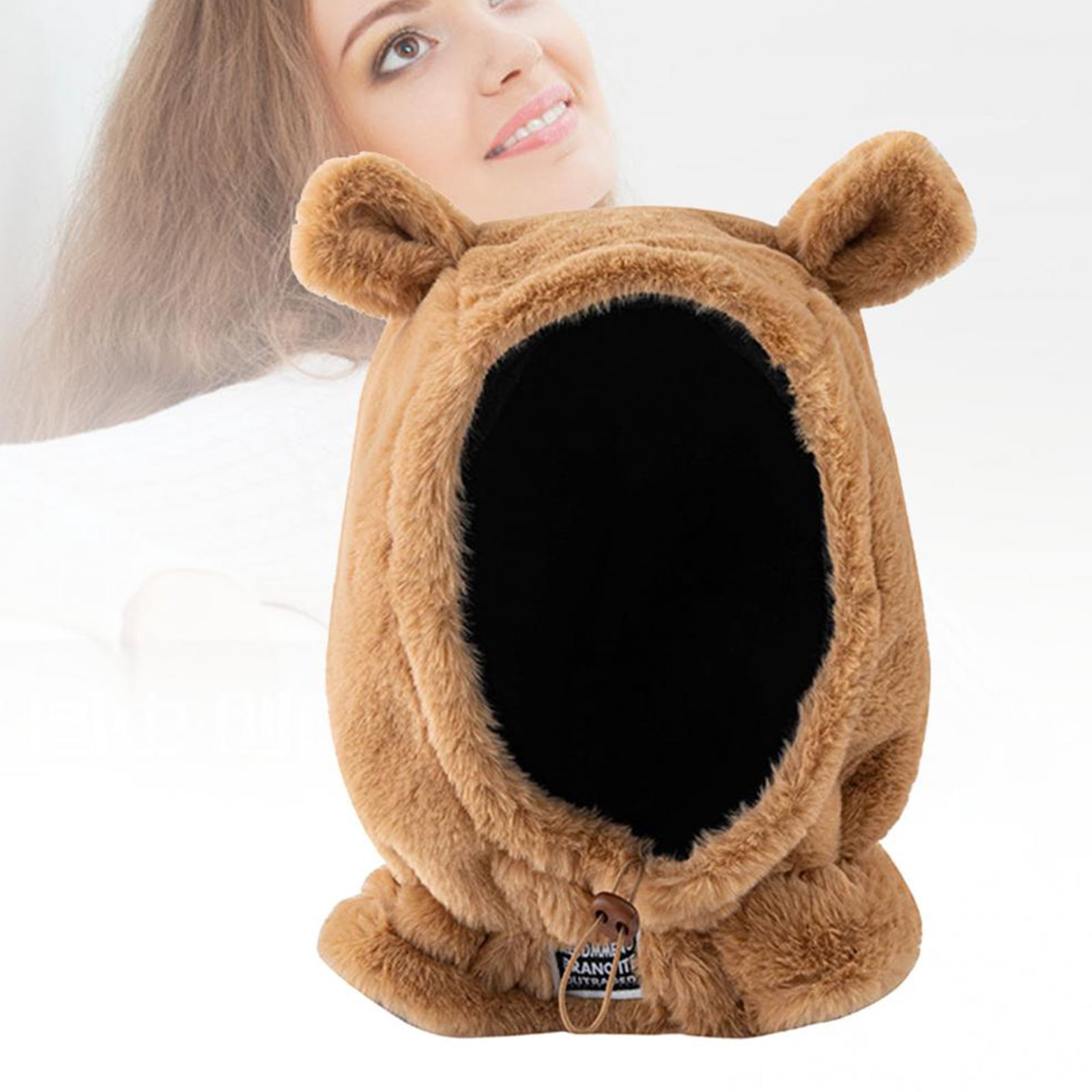 lanema Bear Ear Cap Windproof Hood Ear Protect Balaclava All-match for Friend Birthday