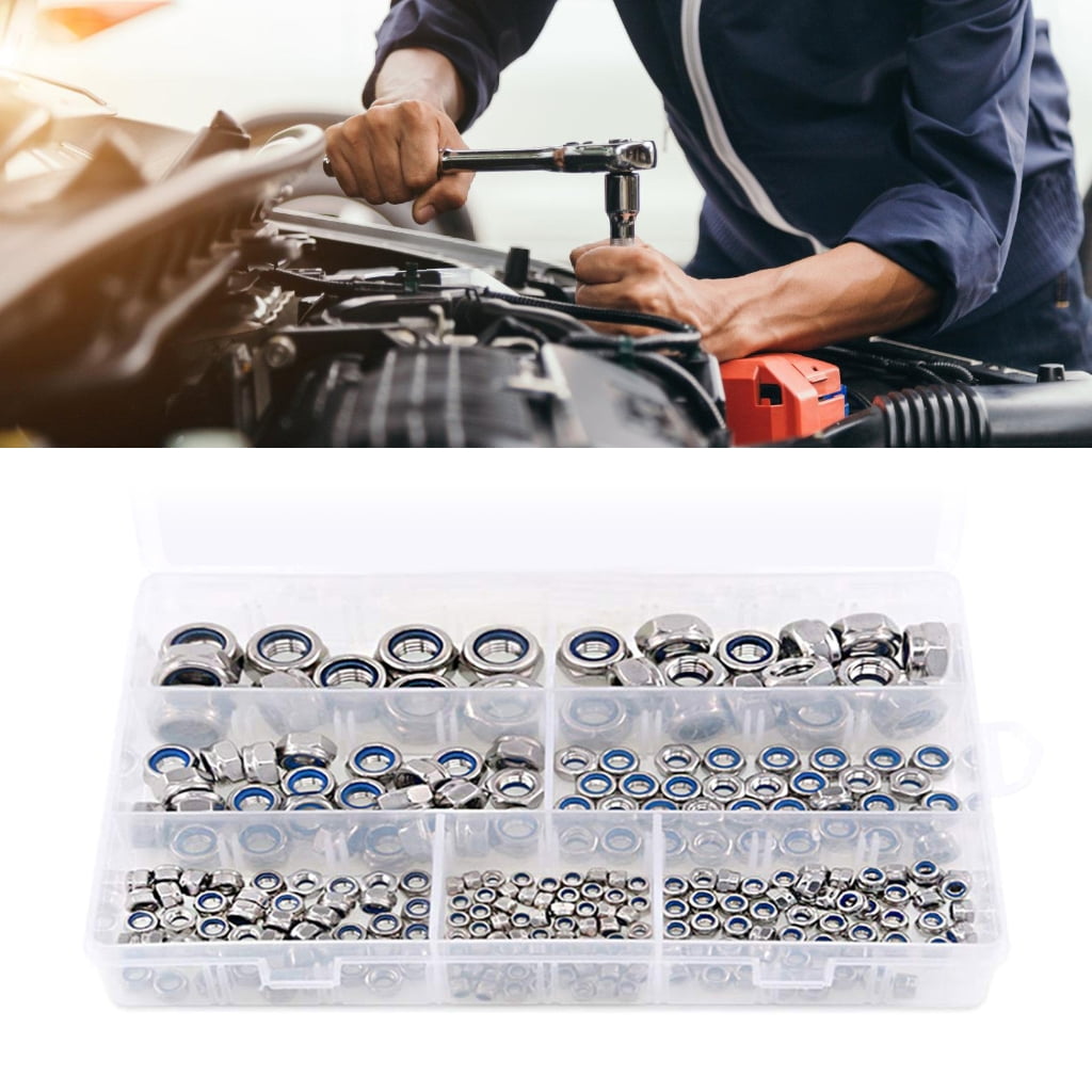 lanema 250Pcs 3/4/5/6/8/10/12mm Stainless Steel Metric Locknut Hexagon Self locking Nut