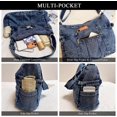 thumbnail image 6 of Sunyuer Women Vintage Washed Denim Hobo Bag, Large Capacity Multi Pocket Denim Crossbody Tote Purse, Daily Commuter Travel Shoulder Handbag, 6 of 8