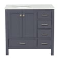 thumbnail image 2 of Horizon 36" Bathroom Vanity with Marine Gray Cabinet and Engineered Carrara Top, 2 of 6