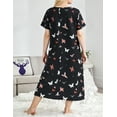 thumbnail image 4 of Loritta Plus Size Nightgowns for Women House Dress Short Sleeve Loungewear Floral Print V-Neck Moomoo Nightgowns Sleepwear XL-5XL, 4 of 6