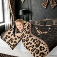 thumbnail image 3 of meiyoeat Leopard Print Monogrammed E Full Size Bedding Sets for Kids Girls, Brown Black Bow Diamond Full Size Bed in a Bag, Black Reversible, 7pcs, 3 of 6