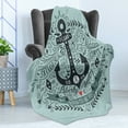 thumbnail image 4 of Navy Soft Flannel Fleece Throw Blanket, Vintage Style Anchor Lettering Words and Floral Sailor Marine Design Artwork Print, Cozy Plush for Indoor and Outdoor Use, 50" x 60", Turquoise, by Ambesonne, 4 of 5