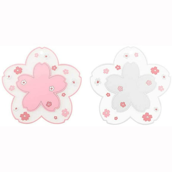 Ensemble de 2 sous-Verres Isolants, Tapis de Tasse en PVC Doux Fleurs de Cerisier Protègent Vos Tables des Rayures pour Bière, Café, Vaisselle (L)